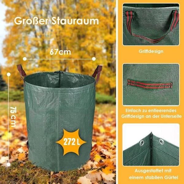 Trädgårdssäck - Orebart - 3-pack - 272 L - Hållbart Polypropylen - Fällbar