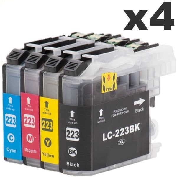 Pakke med 4 kompatible LC-223 patroner til Brother printer - Multi-farver