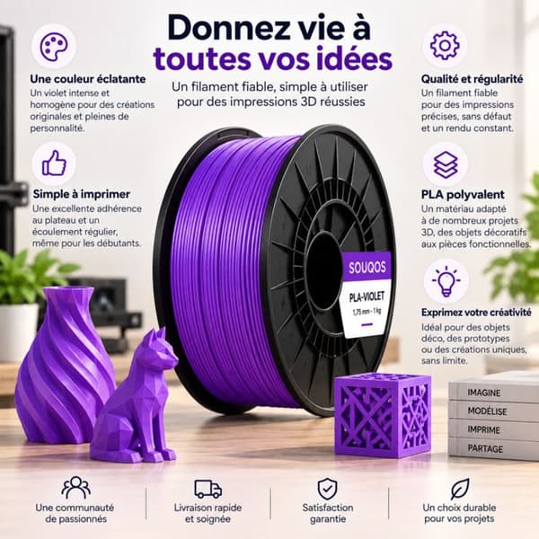 Filament PLA - OQONOS - 1 kg - Violetti - 1,75 mm - 190-230 °C