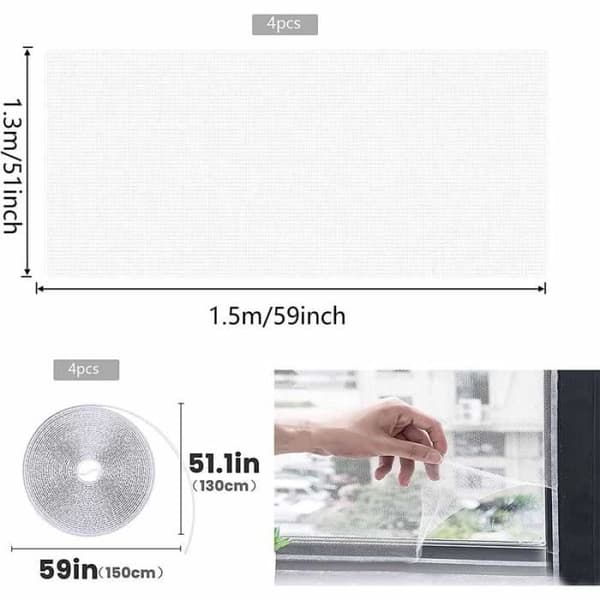 Hyttynets - Ei määritelty - 4 kappaletta - 130 cm x 150 cm - Polyesteri - Valkoinen