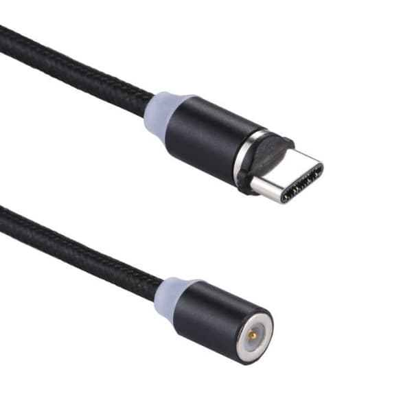 Magnetisk ladekabel - WEWOO - Weave Line 1m - Sort - USB-A til USB-C - Kompatibel med S8/S8+/G6/P10/Mi6 Svart