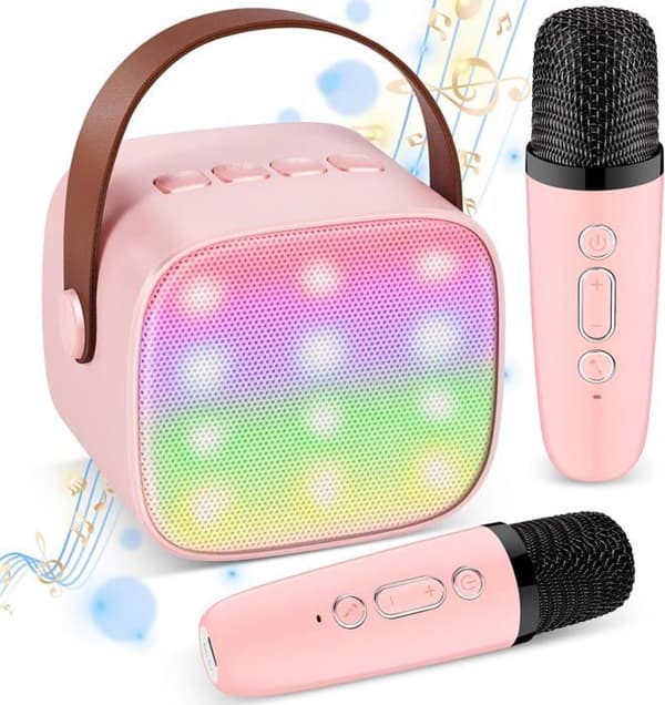 Micro Karaoke - YNKKVRE - Barn - 2 Mikrofoner - Rosa - 4-12 År Ros