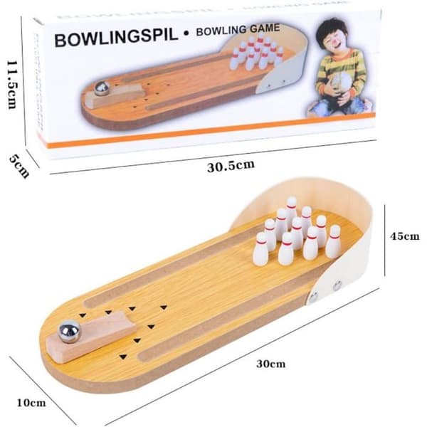 Bowlingspel - KCVV - Mini bowling - 10 käglor - Massivt trä - Rostfritt stål