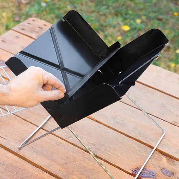 Mini bærbar sammenklappelig kulgrill FOLDCUE, Kontorgrill, Sort [354]