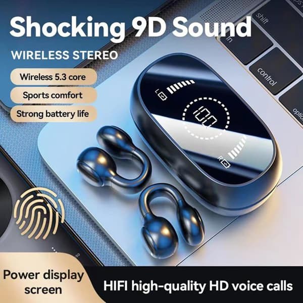 Benledande hörlurar - HEMTRÄNING - Bluetooth 5.3 - Svettresistent - Svart Svart