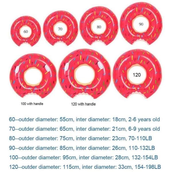 Oppustelig badering - Topind - Donut - Tykt PVC - Optimal flydeevne - Til børn og voksne
