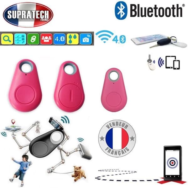 Mini Nøglefinder Bluetooth 4.0 Universel med Alarm i Rosa