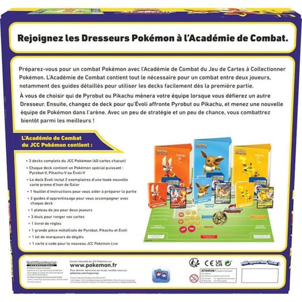 Coffret JCC - ASMODÉE - Pokémon Kampakademi 2. Udgave - 3 dæk 60 kort - Spilleplade til 2 spillere - Inkluderede tilbehør Multifarvet