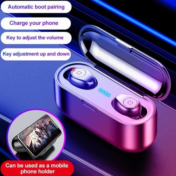 F9 TWS Bluetooth-hörlurar - Svarta - Trådlösa hörlurar - Bluetooth 5.0 - 120 timmars passningstid