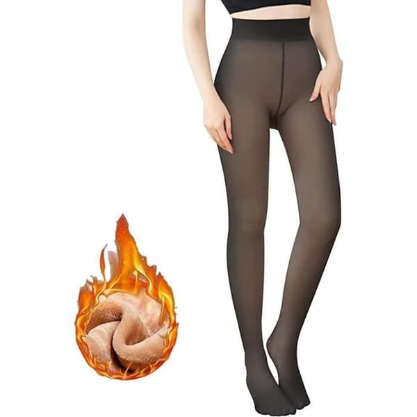 Termiske Strømper - AMOUNE - Vinterstrømper - Sorte - Fleeceforet - One Size Svart M
