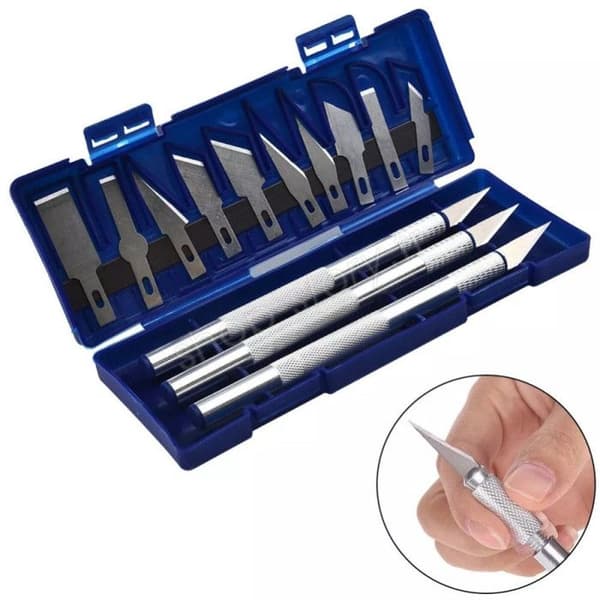 Precision Cutter Set - BOXBRICO - 10 Utbytbara Blad - Halkfri - Förvaringslåda