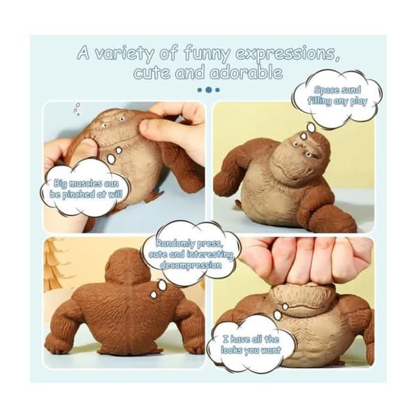 Stressavlastande leksak Squishy Monkey - Latexgorilla - 4ST Realistisk