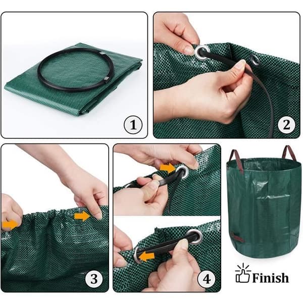 Trädgårdssoppsäckar - A365 - 3-pack - 272 L - Robust polypropen - Fällbara och självsamlande