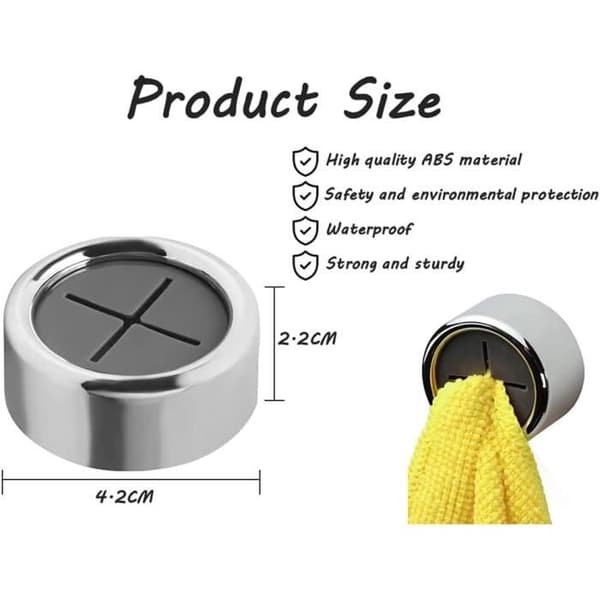 Liimattava pyyhepidike - SSS - Pyöreä - Hopeametalli - 8 kappaletta - 4,2 x 2,2 cm Silverpläterad