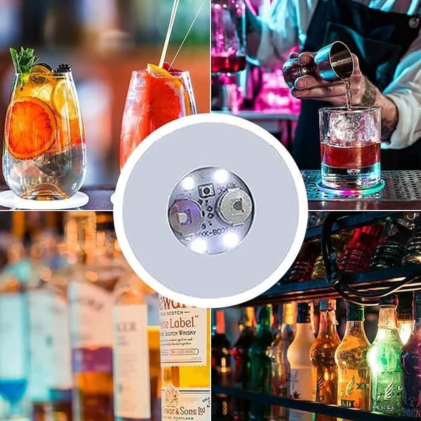 CDIYTOOL Sæt med 24 LED-underlag til vinflasker, ølglas, drikkeunderlag, blinkende lys til [124]