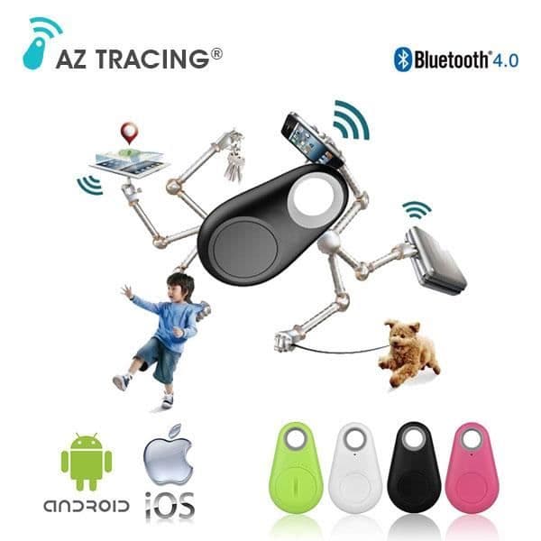 AZ TRACING® Anti-Lost Connected Keychain Tracker Locator och Remote Photo Trigger - IOS och Android - Vit färg Vit
