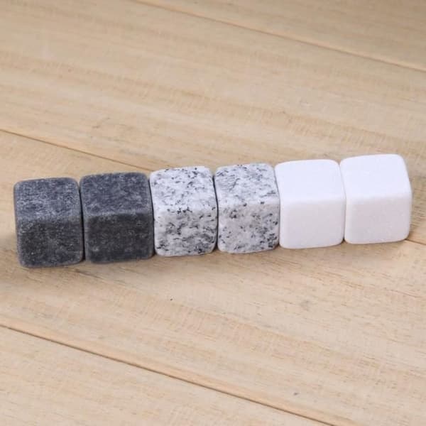 Vin køler - Naturlig sten - 6 stk - Sort farve - 2x2 cm Svart