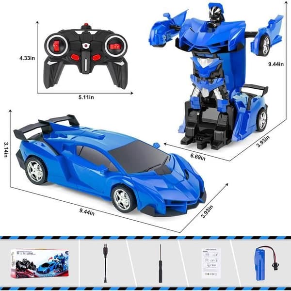 Transformbar Robotbil - ZGEER - 2i1 Deformation - Blå - Fjärrstyrd - 3 år Blå