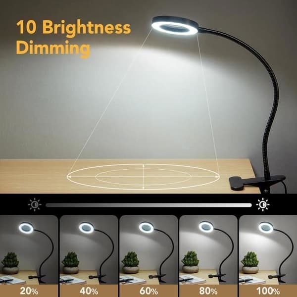 Forstørrelseslampe - FOCLATUNER - 5X - Variabel Intensitet - 3 Farvemodes - Genopladelig USB