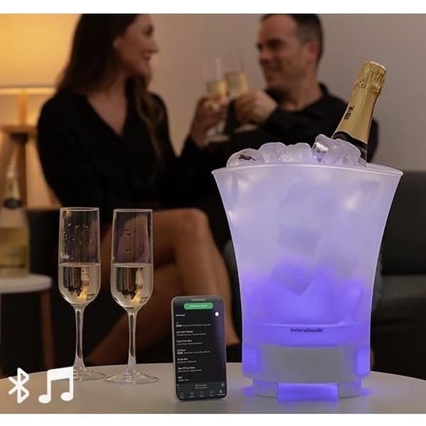 Ispose - MODEZVOUS - LED-belysning - Bluetooth-højttaler - Isbakke 7 farver - Hvid plast Hvid