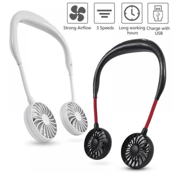 Mini Ventilator - USB Opladelig - 3 Hastigheder - Bærbar - Håndfri - Hvid Vit