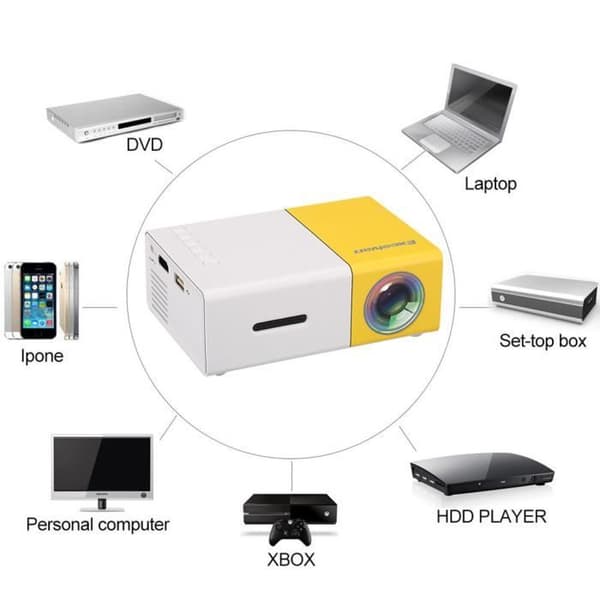 Mini projektor til hjemmet Excelvan YG300 Understøttelse af SD-kort 1080P AV 240P USB HDMI-interface