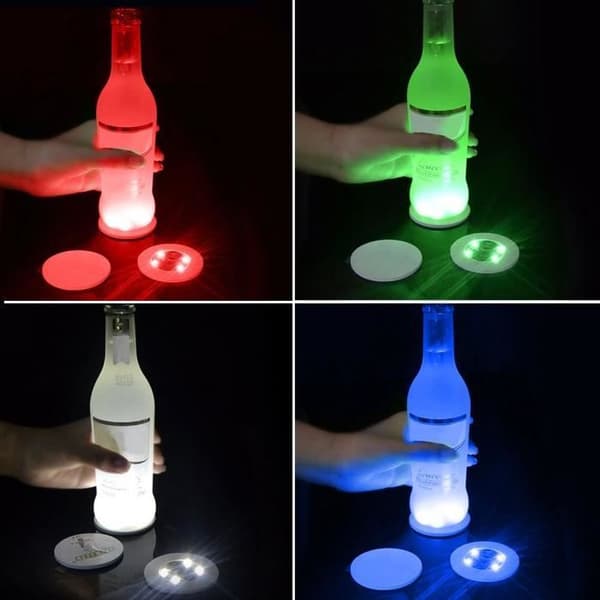 LED lysende coasters - YWEI - Grøn - 1 stk - 3 lysindstillinger - Rund - Ikke vaskbar Grön