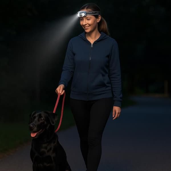 LED Hovedlampe - BOXÉLEC - 6 Leds - 41 Lumen - 3 Tilstande - Rækkevidde 30m Svart grå