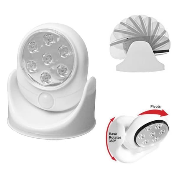Säkerhetslampa - LED - Rörelsedetektor - 360° - Trådlös - Vit