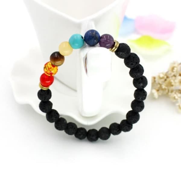 Armband - Agat - 7 Chakran - Balans - Yoga - Bönepresent Som bilder visar