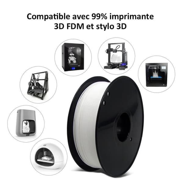 Filament 3D hvid PLA 1,75mm 1kg til 3D-printer | 3D-printer filament PLA spole til 3D-printer og 3D-pen.
