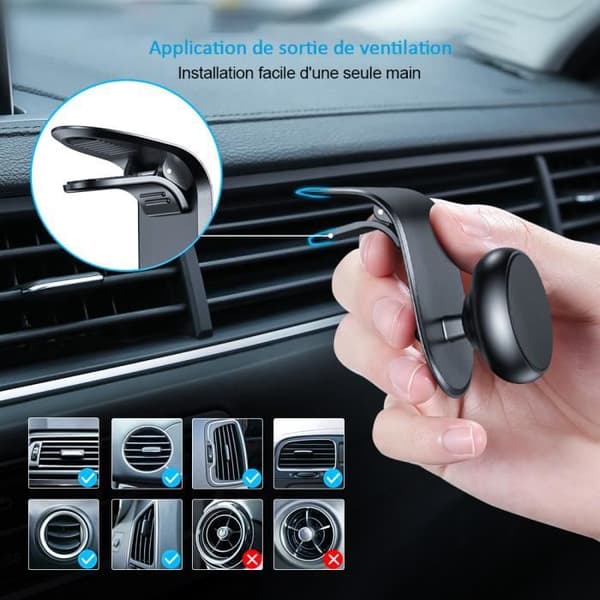 Telefonholder - Universel - 360° Rotérbar - Magnetisk - Luftventil - Sort
