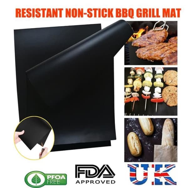 Grillnetmatte Genanvendelig Modstandsdygtig Non-stick Grill Stege Kød Sort