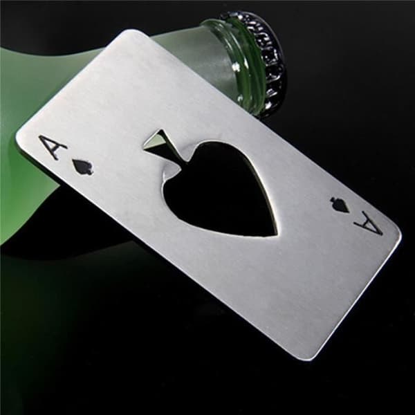 Flaskeåbner - Møbel - Poker Spar ACE - Rustfrit stål - Elegant - Kompakt Pengar