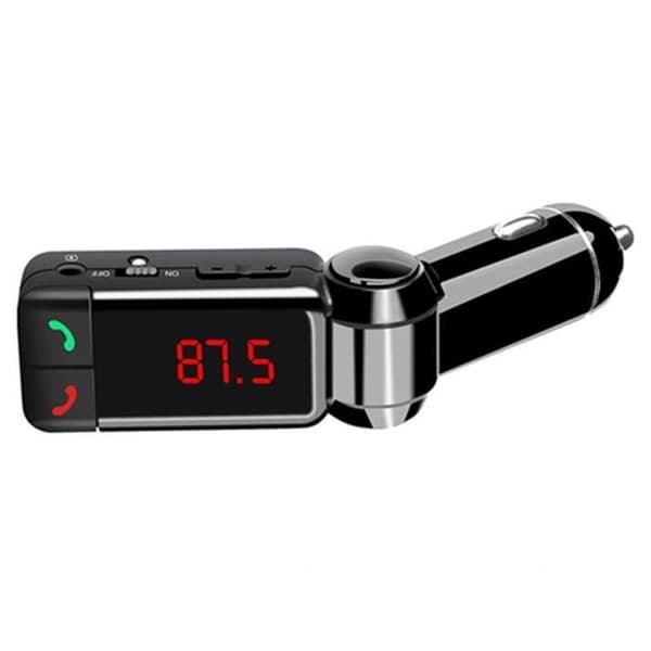 SODIAL(R) LCD Bil Bluetooth Transmitter MP3 FM Trådløs USB Oplader Håndfri til Mobil Sort