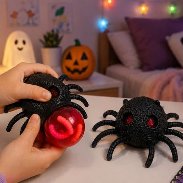 2-pack Squishy Spindlar - BG INTERNATIONAL - 2-pack Squishy Spindlar 13 cm - Svart - Överraskningseffekt - Sensorisk stressavlastare Svart