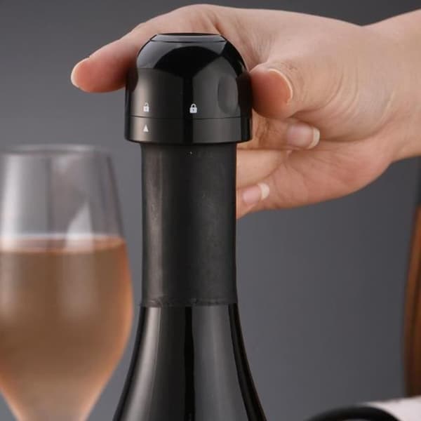 Champagneflaskeprop - Silikoneprop - Glitrende sort - 1 stk - Genanvendelig Glittrande