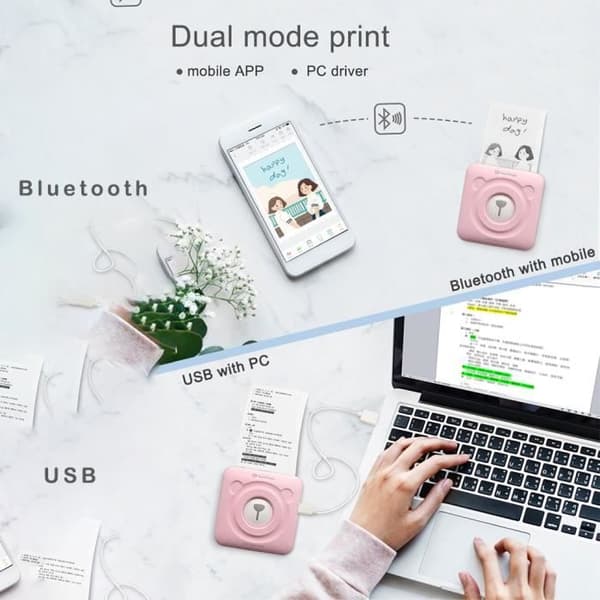 Peripage lämpöprintteri - Mini tasku Bluetooth - Valkoinen