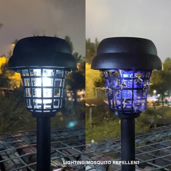 Solcelle insektlampe - YWEI - 2 stk - LED UV - Vandtæt - Til have græsplæne - Sort
