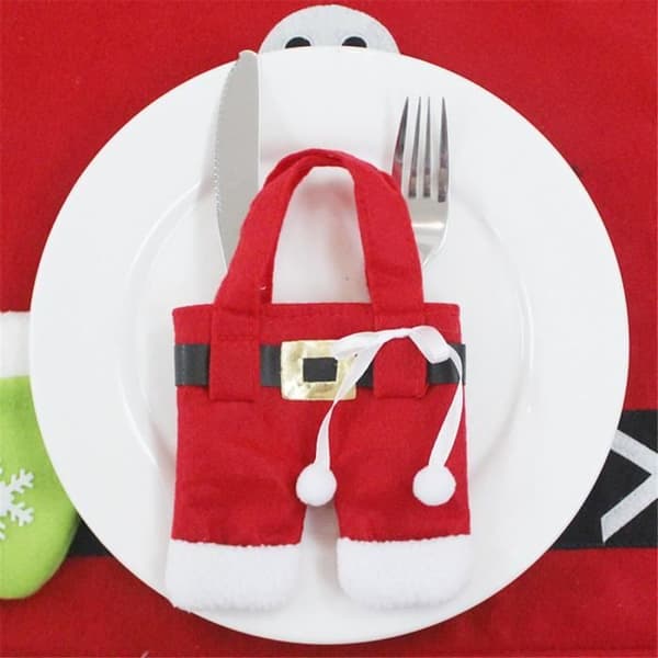Veitsi- ja haarukkasetit - Joulu - Punainen - Ei kudottu - 12cm x 12cm