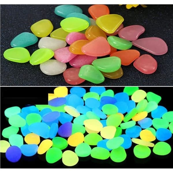 300 lysende sten, akvariegrus, havegrus lysende sten fluorescerende dekoration