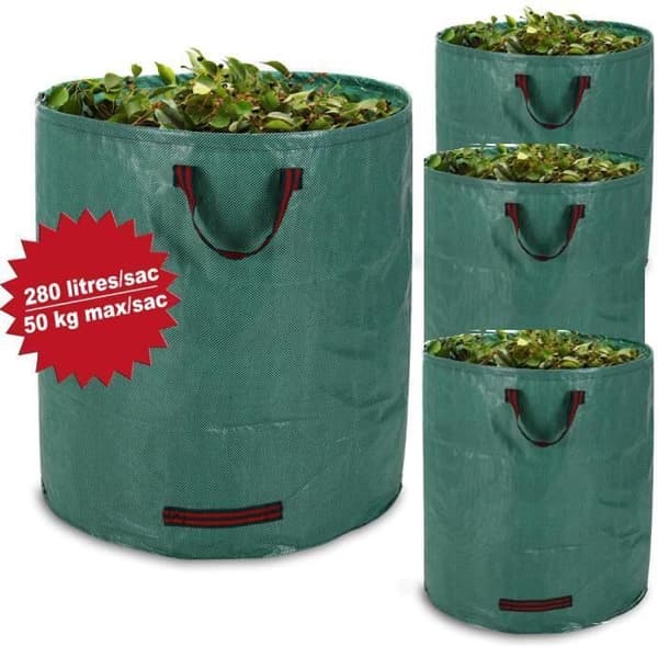 Haveaffaldsposer - Solid - 280L - 50kg - 4 stk. - Rivfast Grön och svart