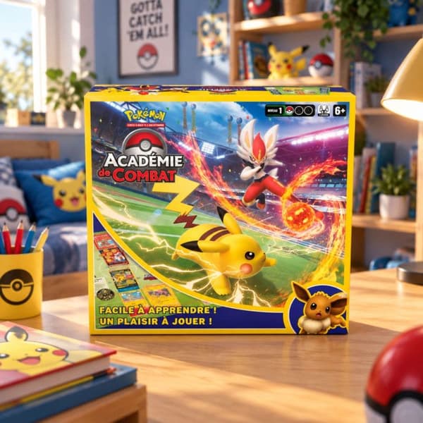 Coffret JCC - ASMODÉE - Pokémon Kampakademi 2. Udgave - 3 dæk 60 kort - Spilleplade til 2 spillere - Inkluderede tilbehør Multifarvet
