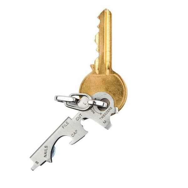 Multifunktionel gadget - HN2291 - Rustfrit stål - 8 i 1 - Flaskeåbner - Grå nøglering