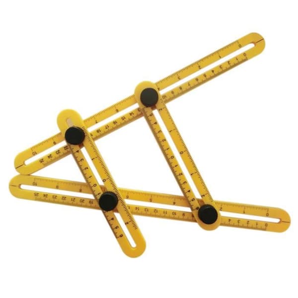 Måleværktøj - Multi-vinkel lineal - Angle-izer model - Plastik - 30 cm - Gul