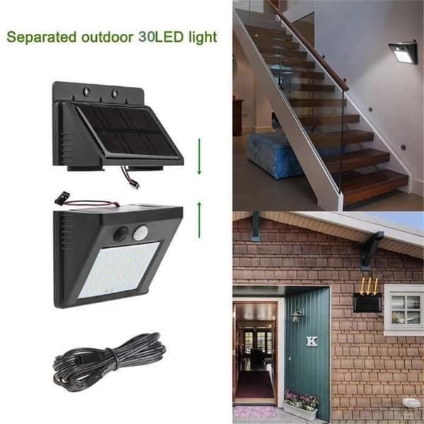 Solcellelampe - GOD - My09151 - 30 LED - Vandtæt IP65 - Bevægelsessensor