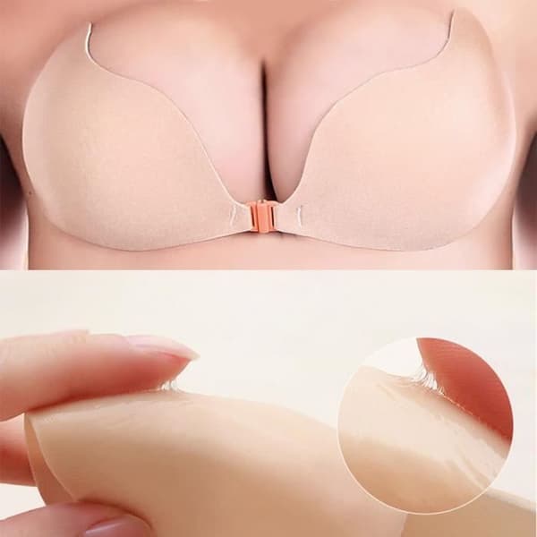 Silicone push-up klæbende bh til en perfekt udskæring - Beige
