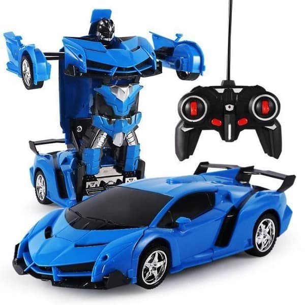 Transformers elektrisk fjärrkontrollbil - Blå - 360° rotation - Enknappstransformation Blå