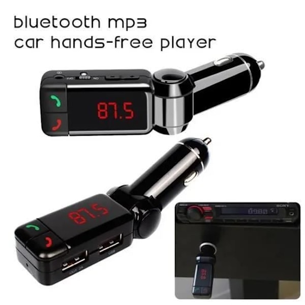 Trådløs LCD Bluetooth bil FM transmitter MP3 A2DP stereo musikafspiller USB oplader handsfree til ISO Android