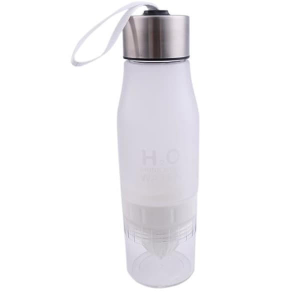Vattenflaska - H2O - 650ml - Bärbar - Infuser - Vit Vit